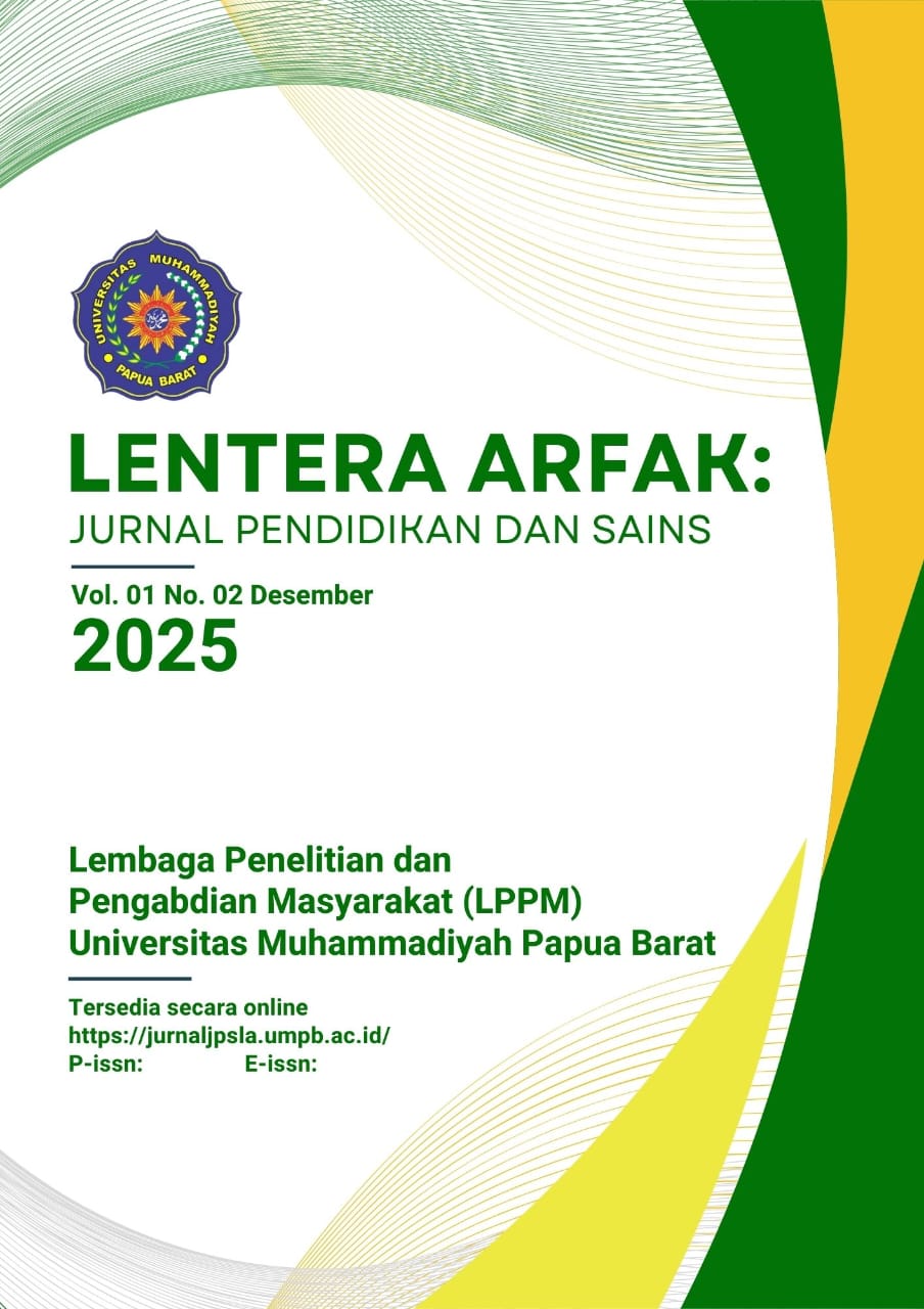 					View Vol. 1 No. 02 (2025): Lentera Arfak: jurnal Pendidikan dan Sains (December)
				